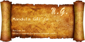 Mandula Géza névjegykártya